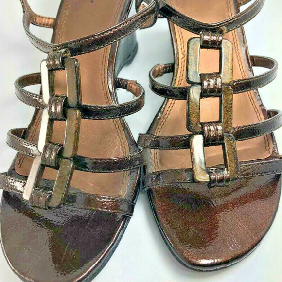 Life Stride Shoes - LIFESTRIDE Metallic Brown Strappy Wedge Sandals